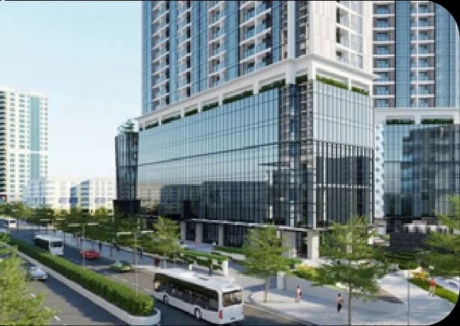 Phối cảnh góc phố trước khối đế thương mại của dự án Kepler Land Mỗ Lao.